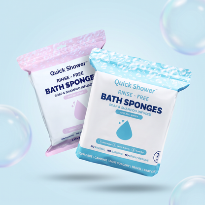Quick Shower rinse-free bath sponges, Original and Lavender
