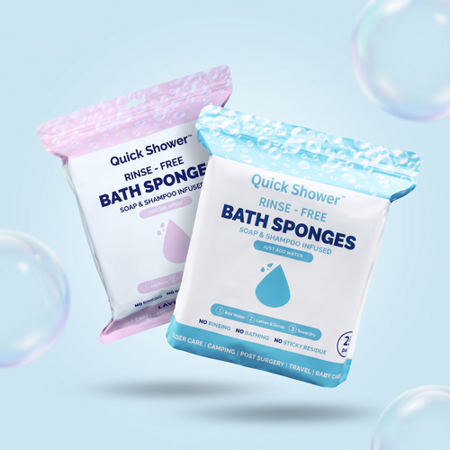 Quick Shower rinse-free bath sponges, Original and Lavender
