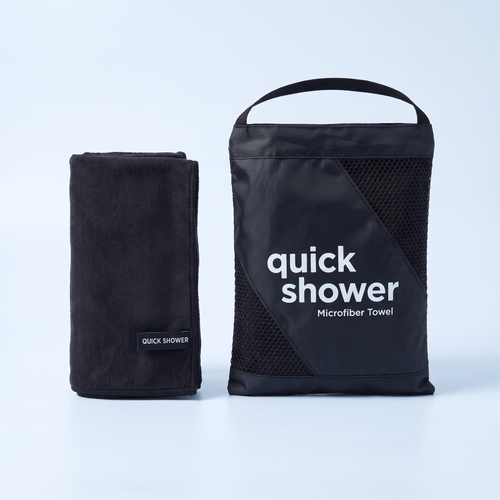 Quick Shower microfiber towel and carry pouch